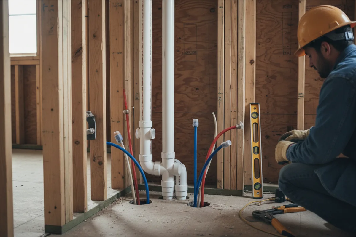 Drain and supply rough-in during Garbage Disposal Repair in Burbank